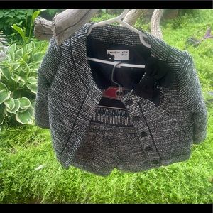 Janie and Jack collection two piece black, white, silver short set, kids size 5